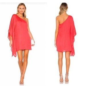 Cupcakes and Cashmere Deliz One Shoulder Mini Dress Size S Pink Crepe Cocktail